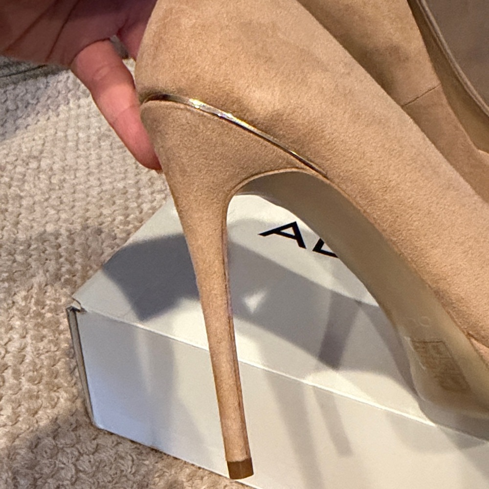 Aldo Tan Suede Peep-Toe Pumps - Picture 3 of 6